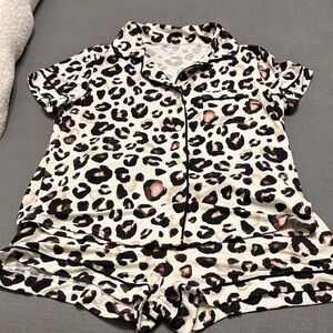 Stars Above Leopard Print Pajama Set